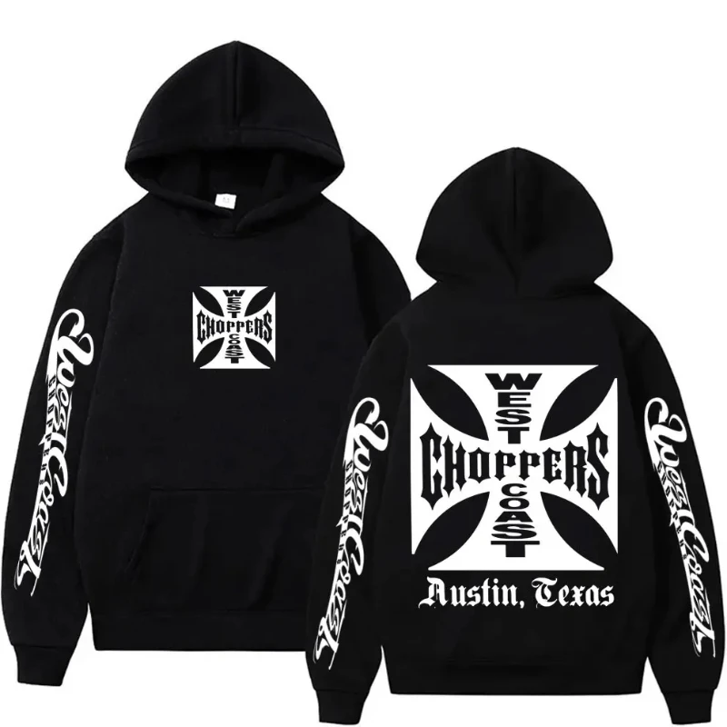 West Coast Chopper Logo Graphic Hoodie Male Vintage Streetwear Men Women Long Sleeve Oversized Sweatshirt Men\'s Gothic Hoodies