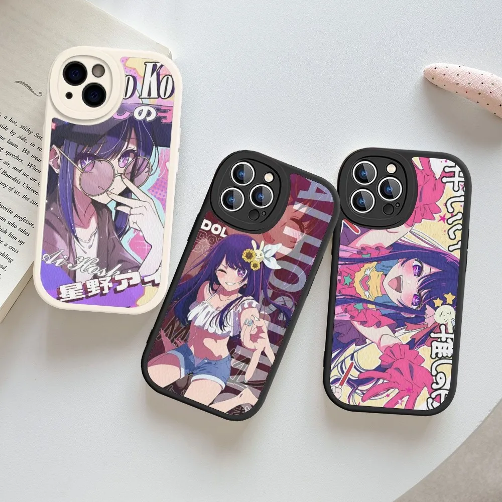 Anime Oshi No Ko Phone Case Hard Leather For IPhone 16 15 14 13 12 Mini 11 14 Pro Max Xs X Xr 7 8 Plus Fundas