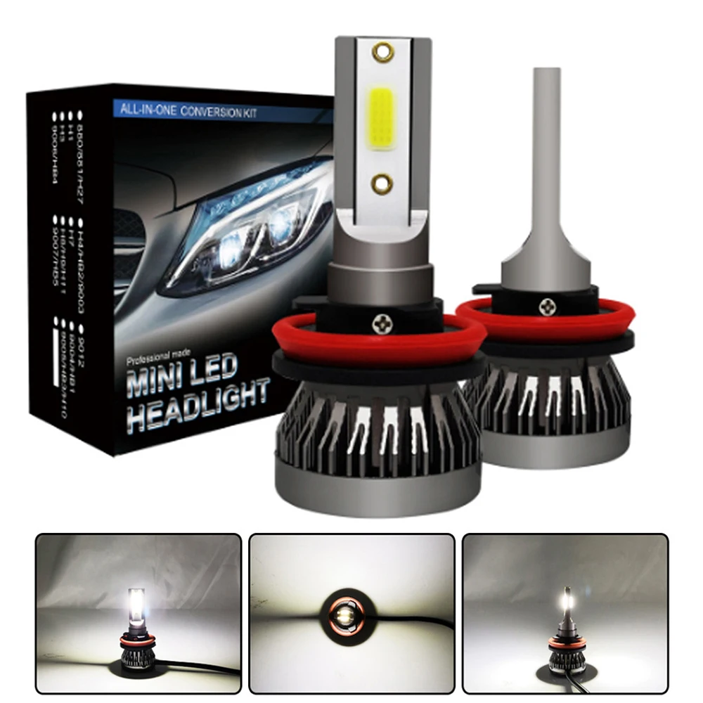 Car Light H7 LED 8000LM/Pair Mini Headlight Bulbs H1 LED H4 H8 H9 H11 Headlamps Kit 9005 HB3 9006 HB4 Turbo cob Auto LED Lamps