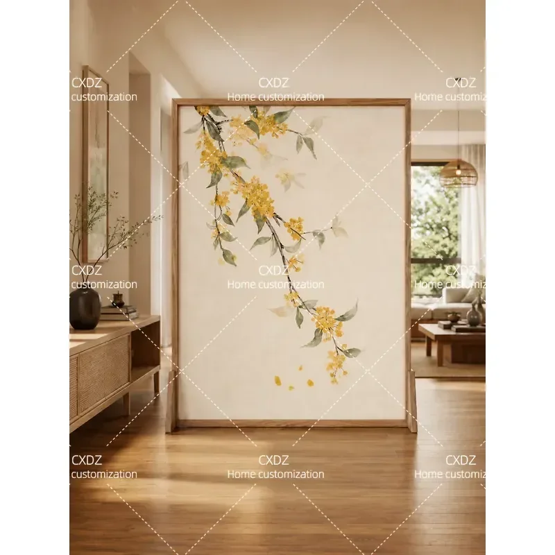 Song Style Aesthetics Osmanthus Solid Wood Movable Screen Living Room Entrance Porch Partition 2026 New Shade