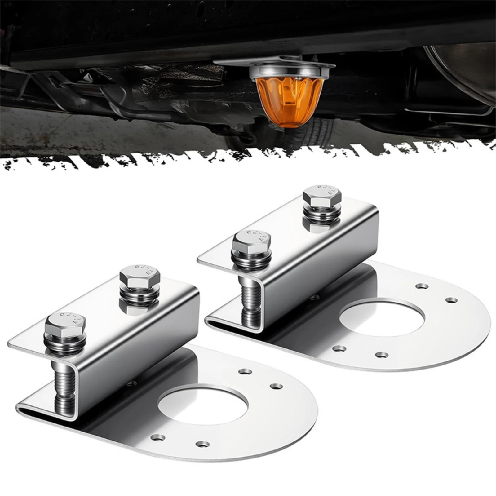2 Pieces Under-Vehicle Light Brackets Universal Clamp-on Brackets off-Road Light Mounting Bracket Easy Installation Hardware