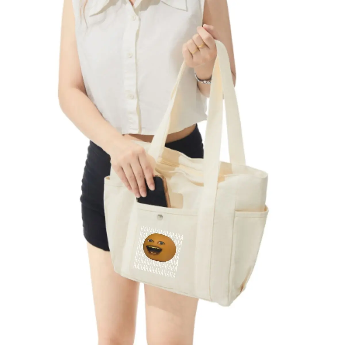 Orange Face Shows Cheerful Glee Fashionable Simplicity Shoulder Bag Multi Functional Women Shopping Bags