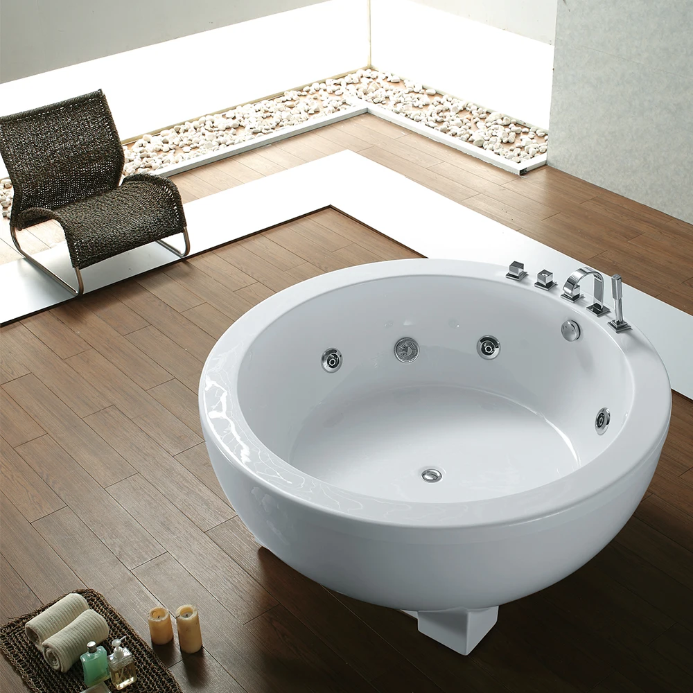 

&c Apartment Size Freestanding Acrylic Round whirlpool Deep Standard Free Standing Bathtub for Adults