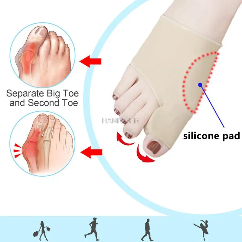 2Pcs Toe Separator Hallux Valgus Corrector Ballen Haluksy Vorfuß Pad Finger Separator Haarglätter Für Toe Bunion Corrector