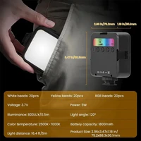 Pocket RGB Fill Light Portable LED Light Video Mini Fill Light For Camera Smartphone for GoPro Laptop Selfie Adjustable RGB Lamp 3
