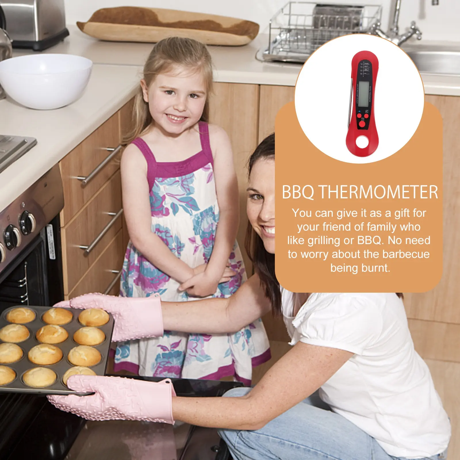 Folding Digital Meat Thermometer Kitchen Bbq Cooking Tool Electronic Food Temperature Meter Instant Read Long Probe for Grill