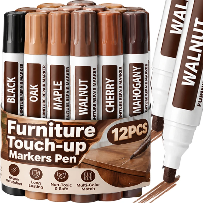 Furniture Touch-up Markers Pen Oil Based Wood Scratch Repair Kit Floors Tables Grain Paint Pen Desks Stains Cover Wall Treatment
