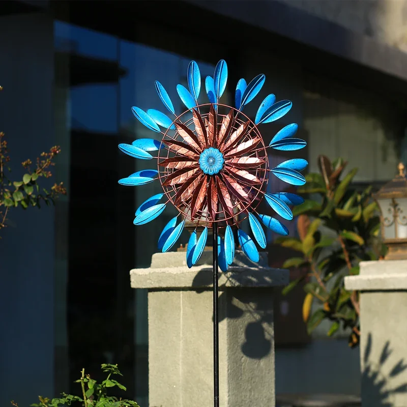Solar Lights Pinwheel Yard Outdoor Garden Terrace Decoration Windmill Weather Vane Wind Spinner Gardening Ornaments Decorations