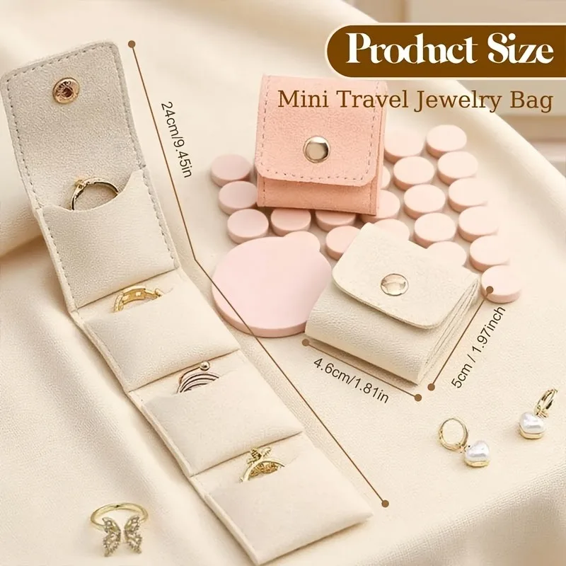 Portable mini foldable jewelry roll coin purse for women, travel small item storage bag, daily commuting, business and vacation