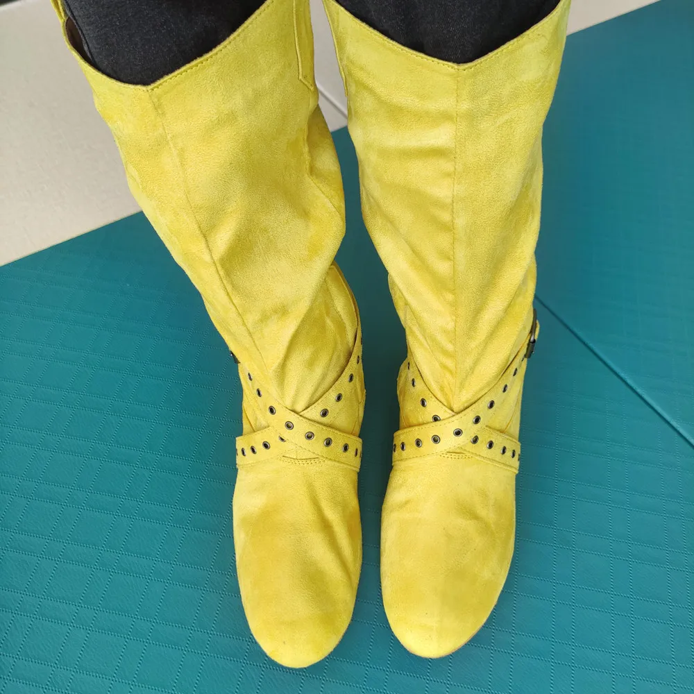 DIY Latin Dance Boot Women Soft Latin Salsa Ballroom Party Dancing Shoes Sport Latin Dance Boots Shoes Heeled Yellow Dance Boots