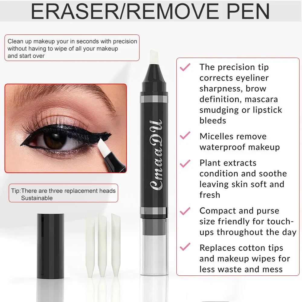 CmaaDu อายไลเนอร์ซ่อมแต่งหน้าลบปากกาแต่งหน้าอเนกประสงค์ยางลบมาสคาร่า Brows Corrective ลิปสติก Beauty Care TOOL