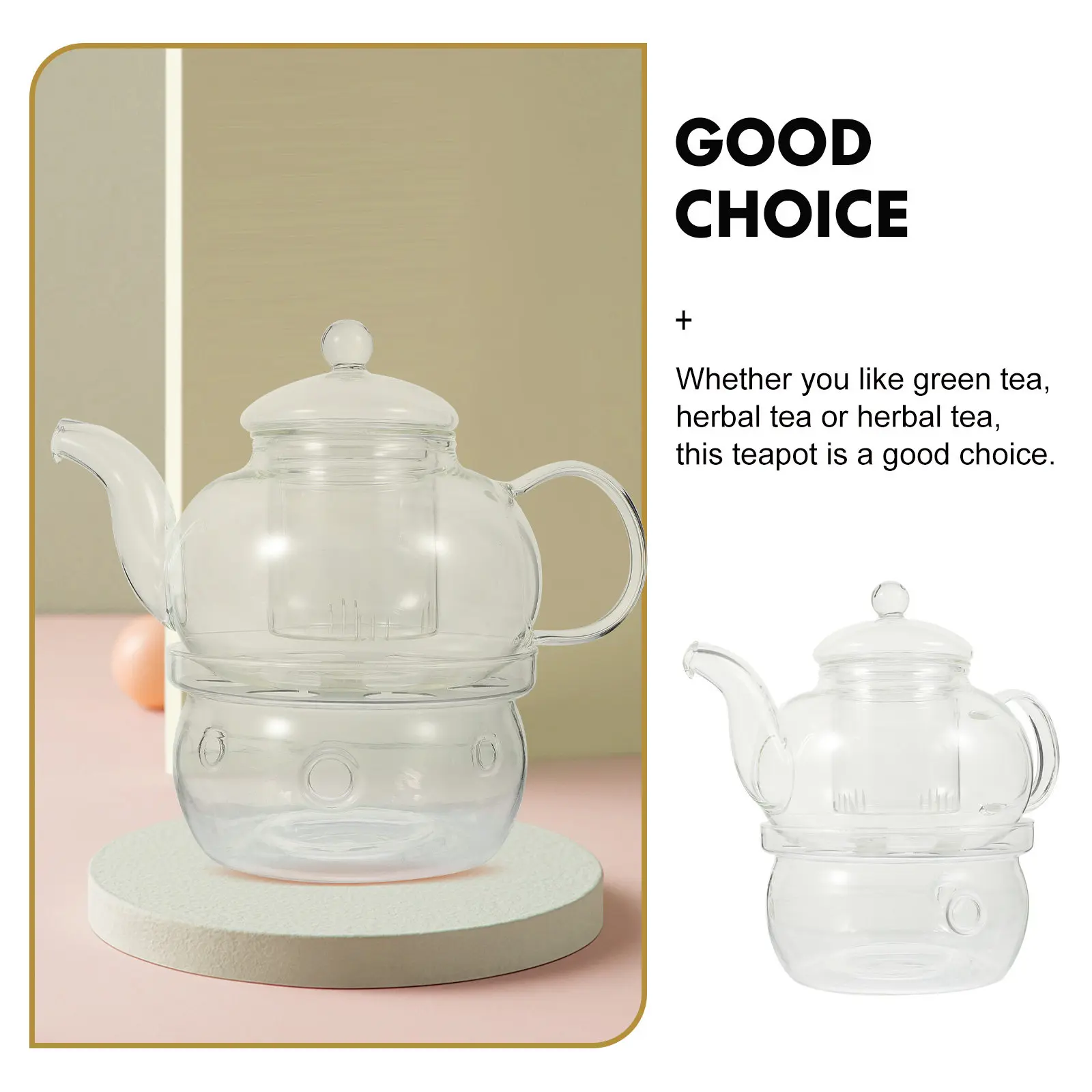 1Set Chic Glass Tea Set Featuring Teapot with Cup Candlestick Anti Scalding Design Portable Tea Boiling Kettle for Relaxation