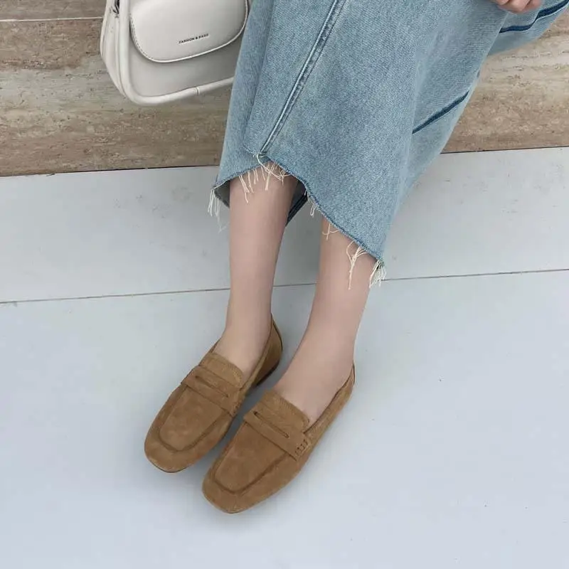 2024 Spring/Summer New Genuine Leather Retro Lefu Lazy Shoes Work and Casual Flat Sole Single Shoes