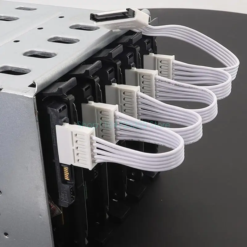 SATAs Power Cable 15Pin Male Supports 5 Devices for Improved System Performances，for Hard Drive and Opticals Device Connection
