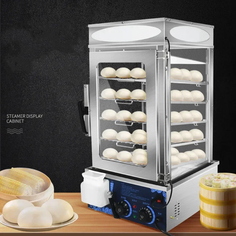 

Glass Food/bun Steamer Machine Transparent 5 Layers Stainless Steel Steam Food 220v Commercial Use Industrial Rice Cooking Bun