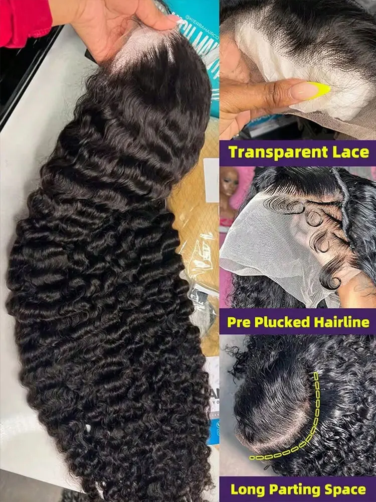 13x6 Jerry  Curly Human Hair Wigs 36 inch Long 13x4 HD Lace Frontal Human Hair Wigs Jerry Water Curly Wave Lace Front Wigs