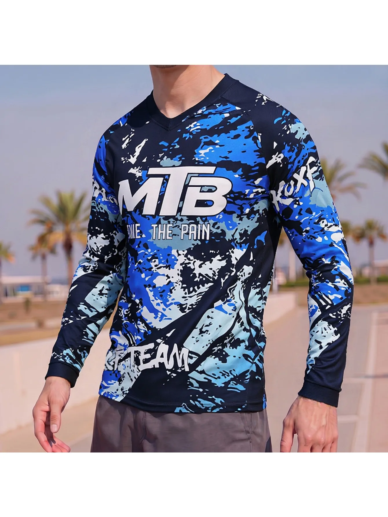 Spring Autumn MTB Long Sleeved T-shirt for Men and Women, Fashionable Trendy, Multiple Styles, V-neck, Motorcycle T-shirt
