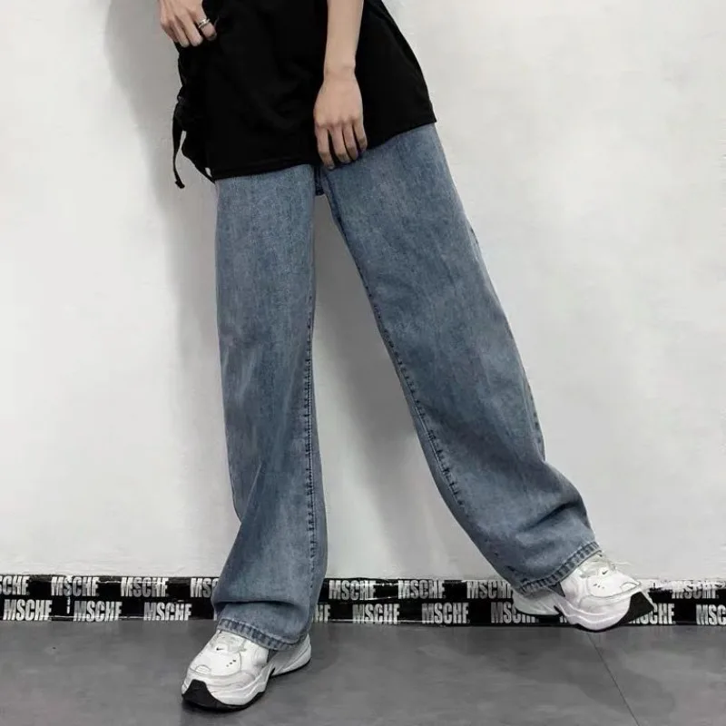 Men's & Women's New American Denim Trousers Ins High Street Fashion Loose Straight Wide Leg Casual All-Match Pants