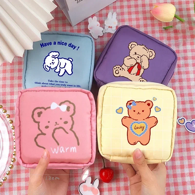 Women Makeup Organizer Bags Cartoon Cute Girl Lipstick Cosmetic Bags Beautician Make Up Pouch Sanitary Pads Toiletry Beauty Case