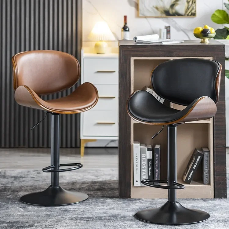 European bar chair lift leather bar chair light luxury home front desk high chair simple and modern