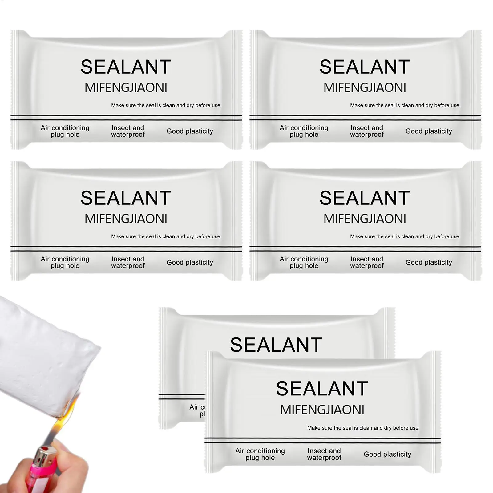 6Pcs/set Wall Hole Sealing Cement Air Conditioning Holes Sewer Sealing Mending Putty for AC Holes and Drain Pipes
