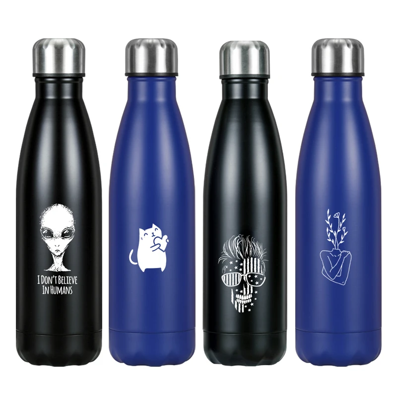 

500ml Double Wall Stainles Steel Thermal Water Bottle Sport Thermos Bottle Insulated Vacuum Flask Custom LOGO Lazser Engraving