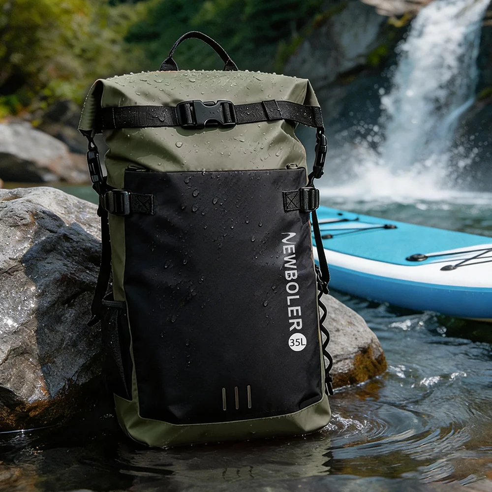 35L PVC Schwimm-Trockentasche Rucksack für Damen und Herren Wasserdichter Rucksack für Kajak Trekking Rafting Surfen Bootfahren – Detail 15