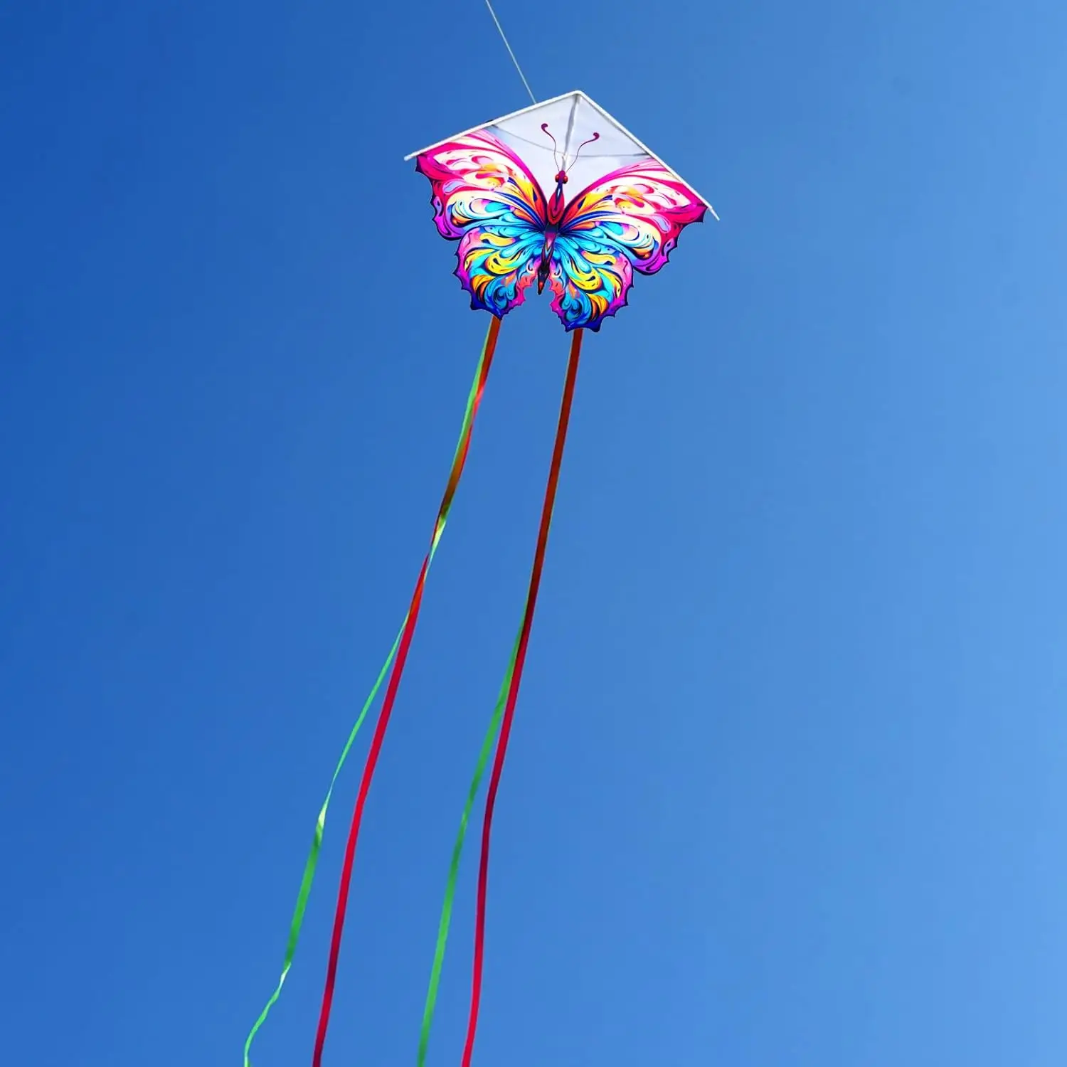 Neuer erstaunlicher bunter 2 Stück/Set2 Schmetterlingsdrachen für Kinder und Erwachsene, gut fliegen mit Schnur und Griff