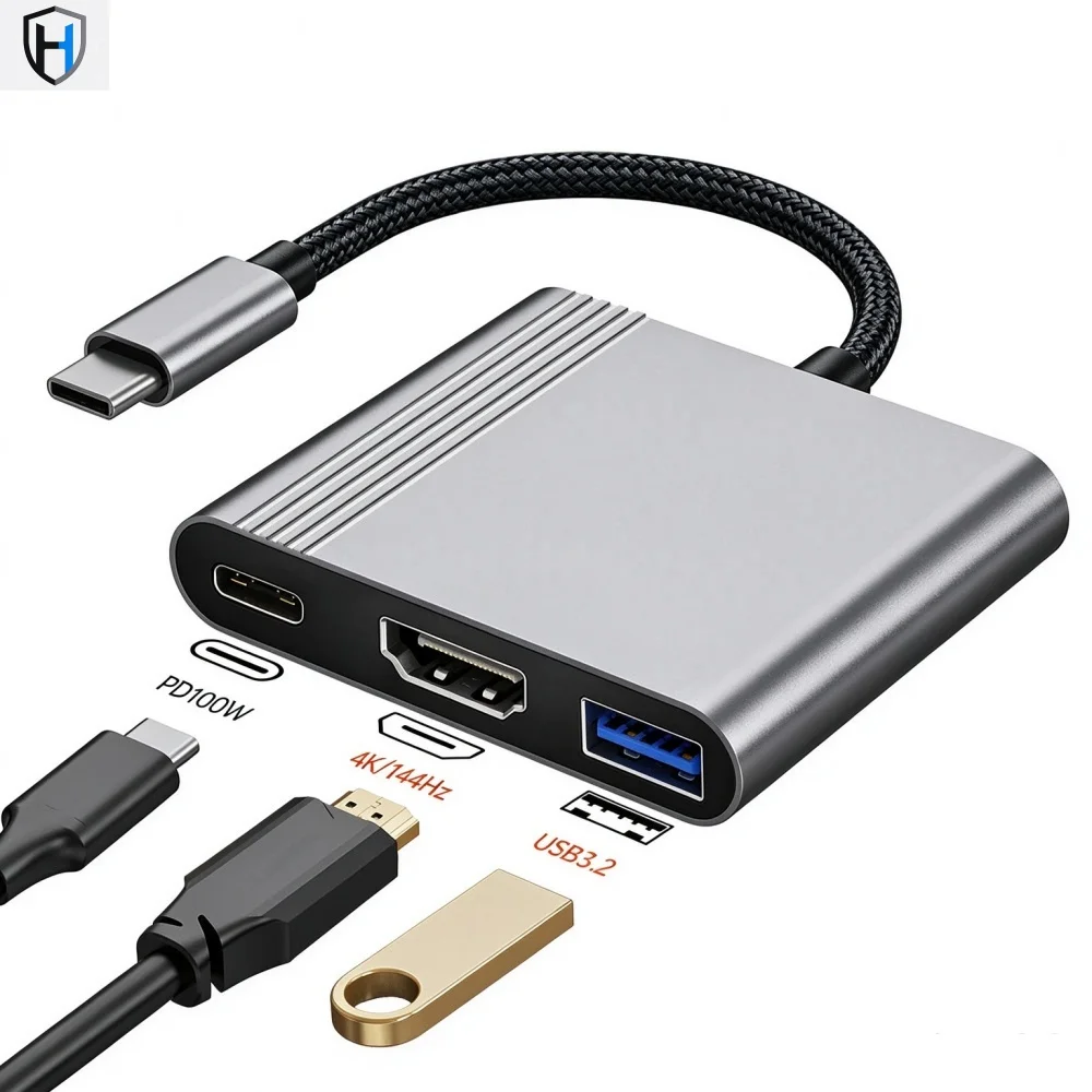2005C Type C Hub 4 in 1 Docking Station 4K 144Hz HDMI PD 100W USB3.2 Adapter Support Switch2 Laptop Multi-port USB C Hub