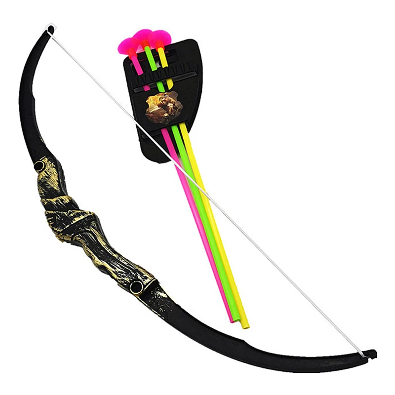 34cm Funny Outdoor Sports Archery Toy Bow With 4Pcs Soft Arrows Kids Toys Game Activity Props