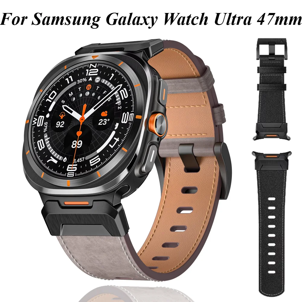 

Metal+Leather Strap for Samsung Galaxy Watch Ultra 47mm 2025 Wristband Accessories for Samsung Galaxy Watch 8-7 Ultra 47mm Belt