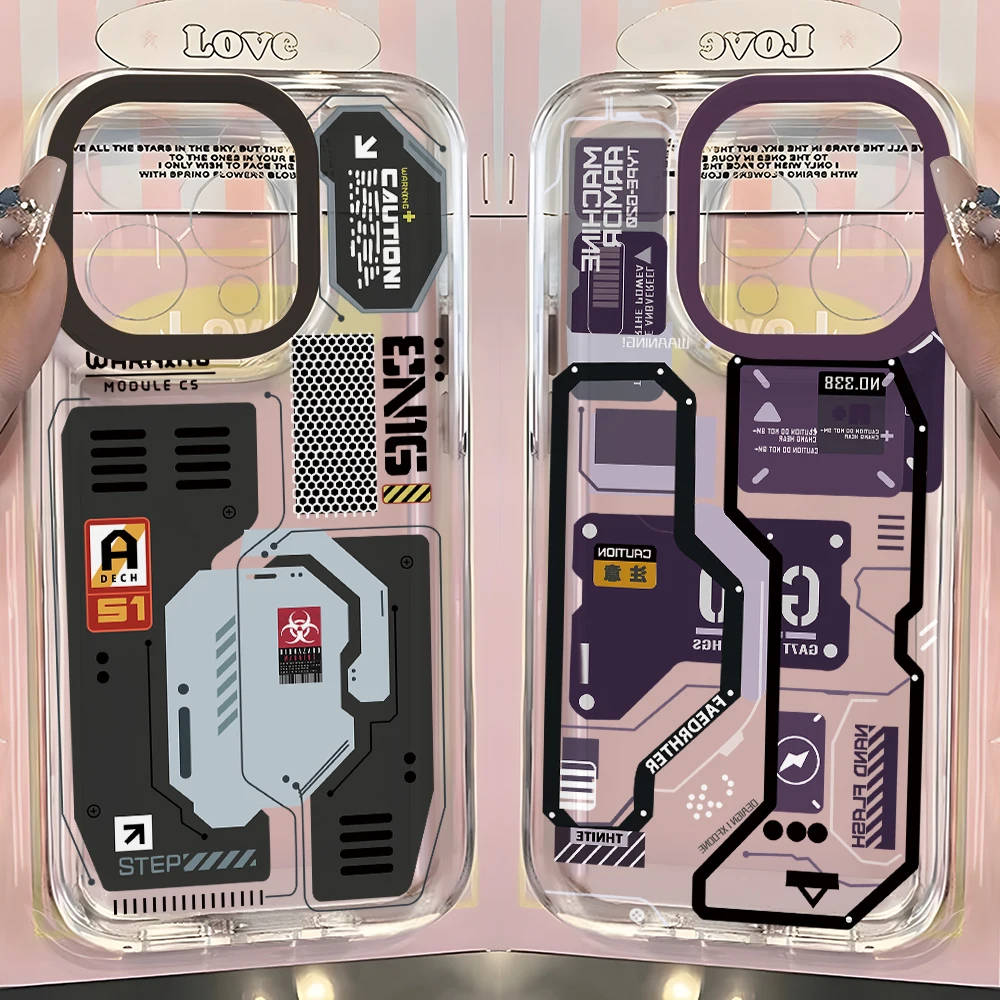 Fashion Mecha Style Phone Case for Samsung Galaxy S26 S25 S24 S23 S22 S21 Plus Ultra S20 FE 5G Soft TPU Transparent Cover