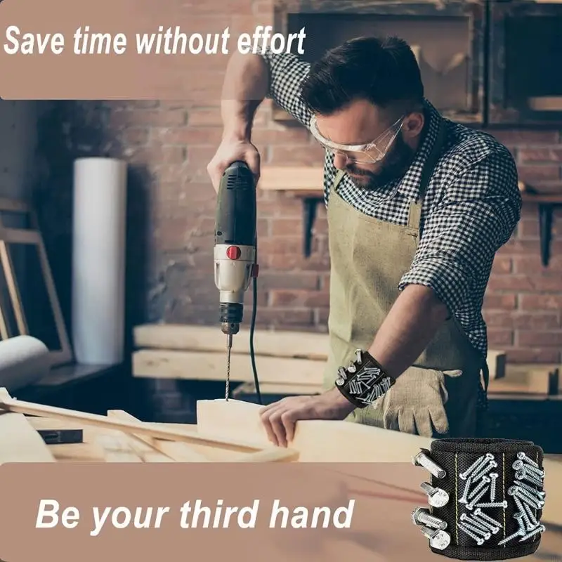 A2UD Magnetic Wristband for Holding Screws Nails Drilling Bit Wrist Tool Holders Belts with Strong Magnetic Gadgets for Men