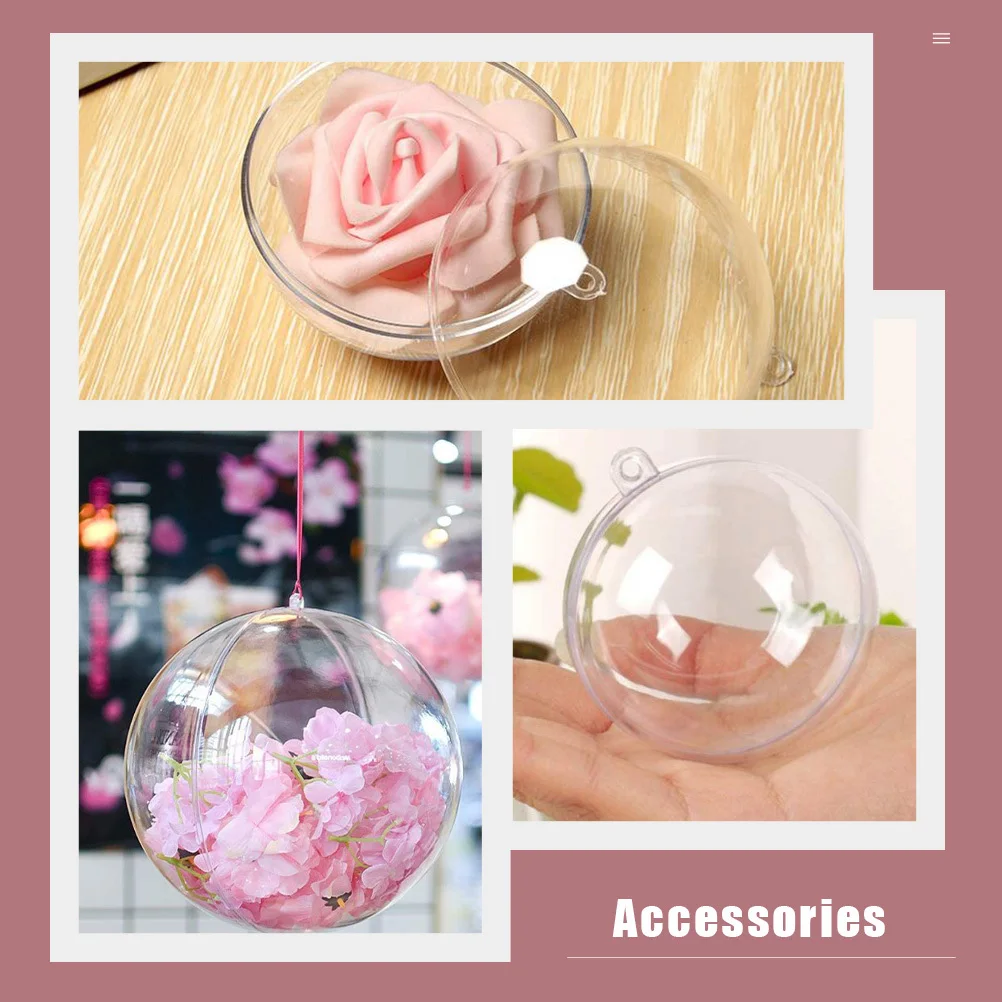 

15Pcs Plastic Christmas Ball Transparent Hollow Fillable Pendant Xmas Ornament for Tree Party Wedding Holiday Hanging Festive