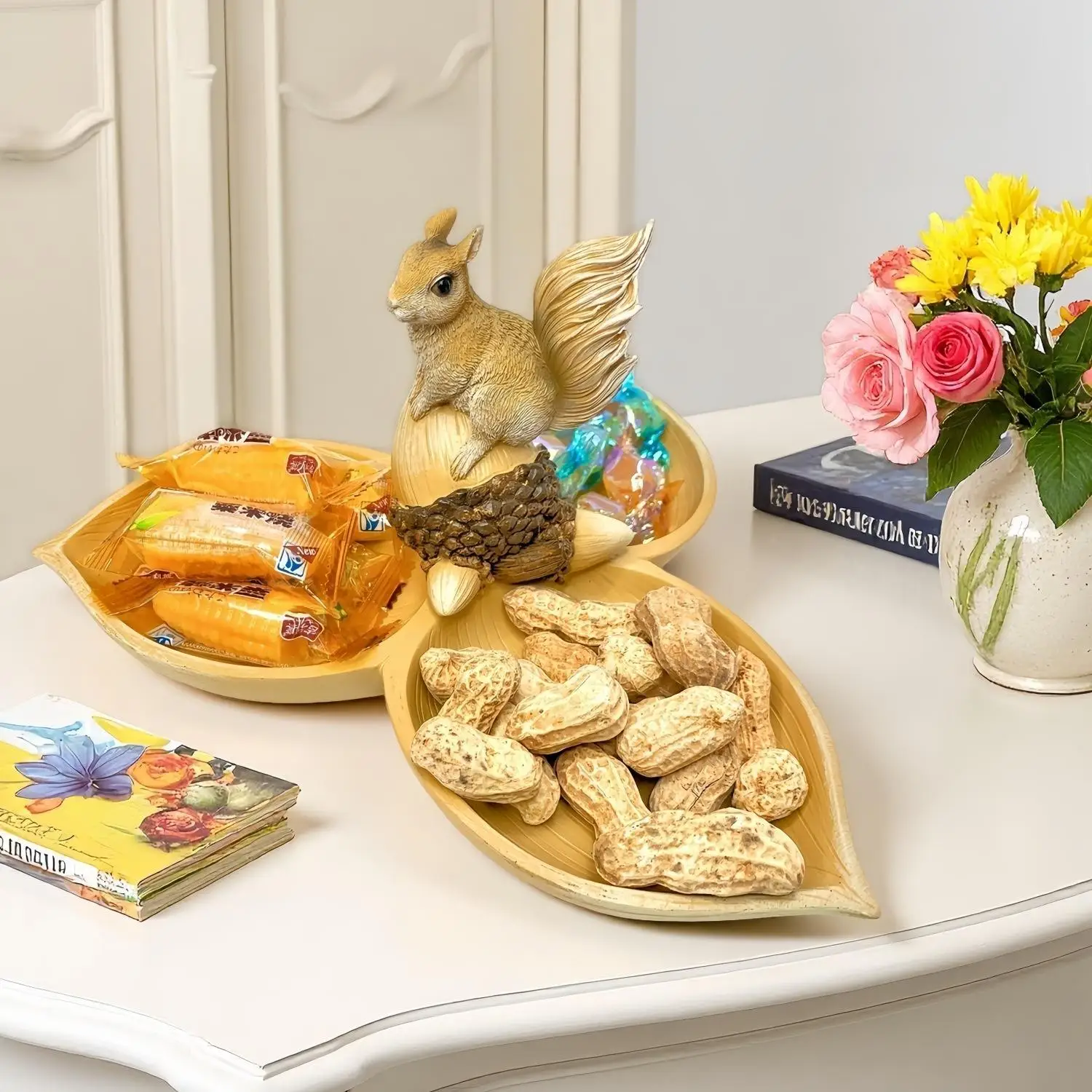 Home Decoration Crafts Squirrel Storage Ornament Home Living Room Dining Room Entrance Key Snack Storage Tray Decoration Gifts