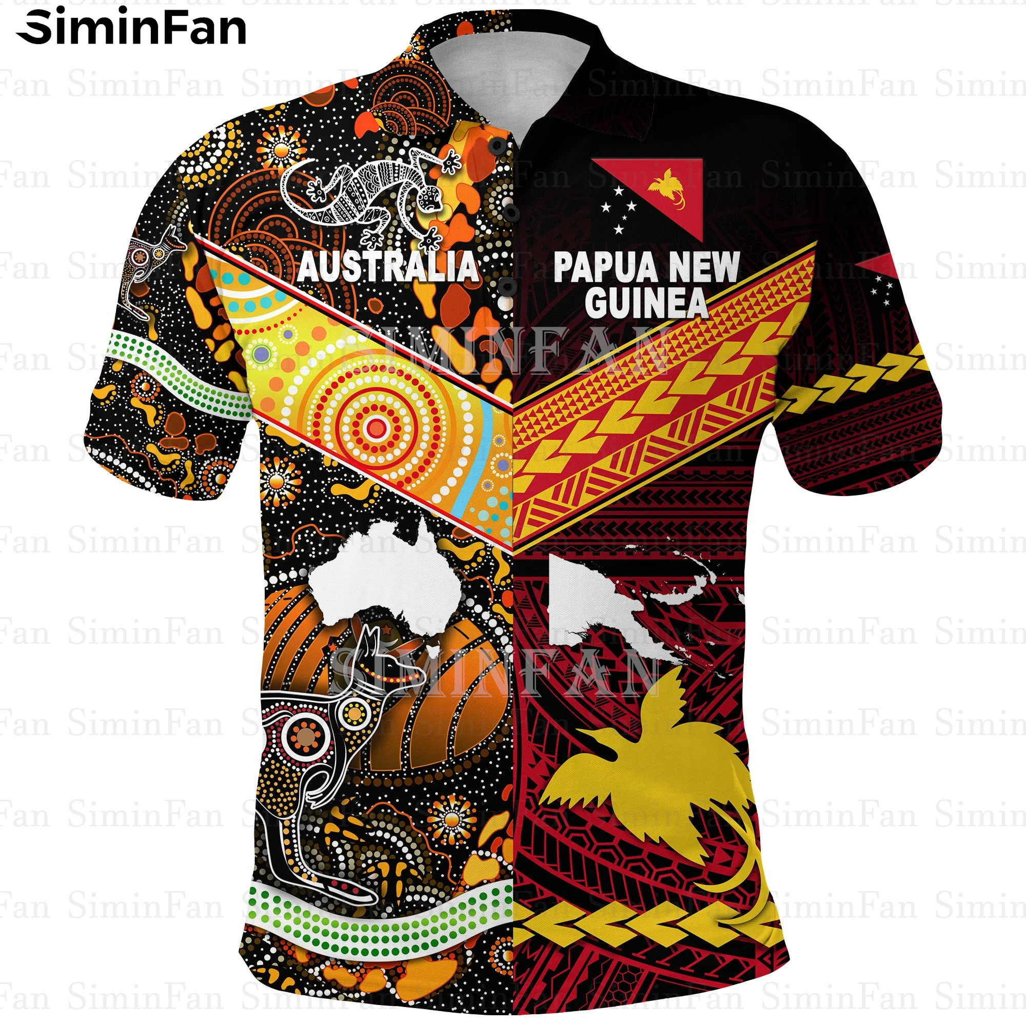 Papua New Guinea Australia Aboriginal 3D Print Men Hawaiian Shirt Summer Polo Tshirt Male Camisa Unisex Tee Female Casual Top