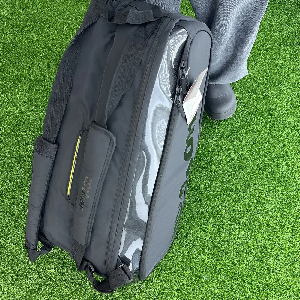 Wilson Super Tour Pro Staff 9 Pack Fine-knit Coating Tennis Bag Double Deck Racket Backpack Tennis Racquet Bag with Insulation