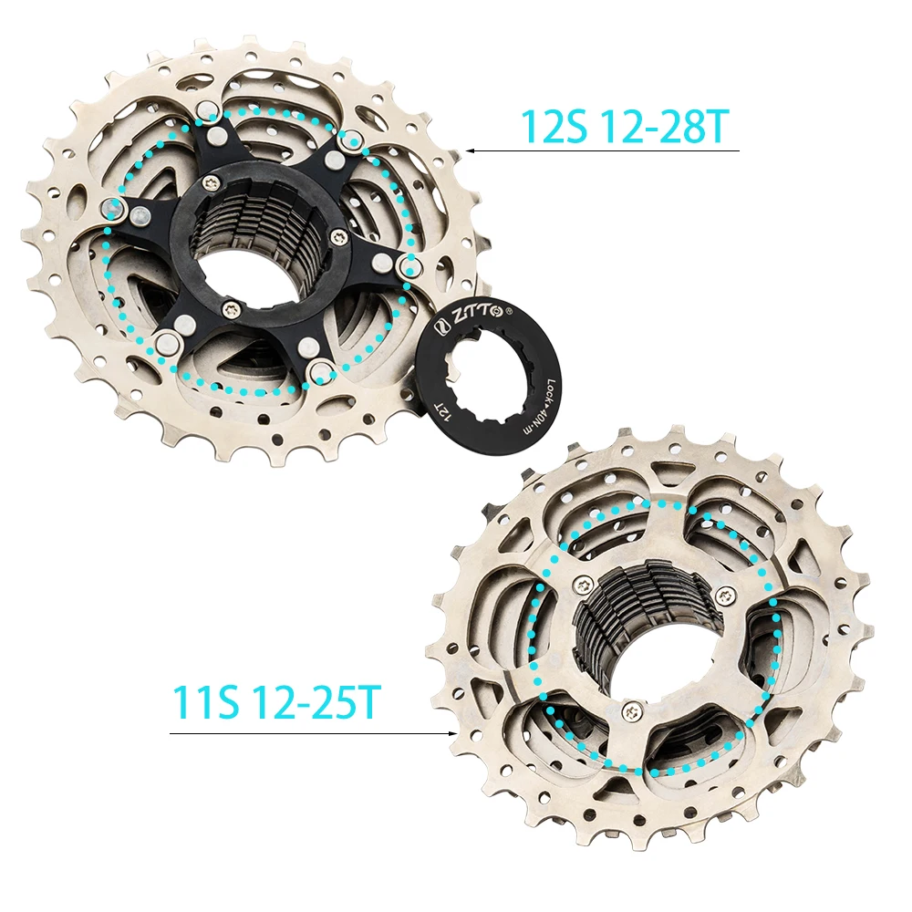 ZTTO 12 Speed 12-28T Road Bike cassette 11S 12-25T Freewheel Steel 12T Road Racing Sprocket 11 12 Speed K7 Gravel HG Cassette