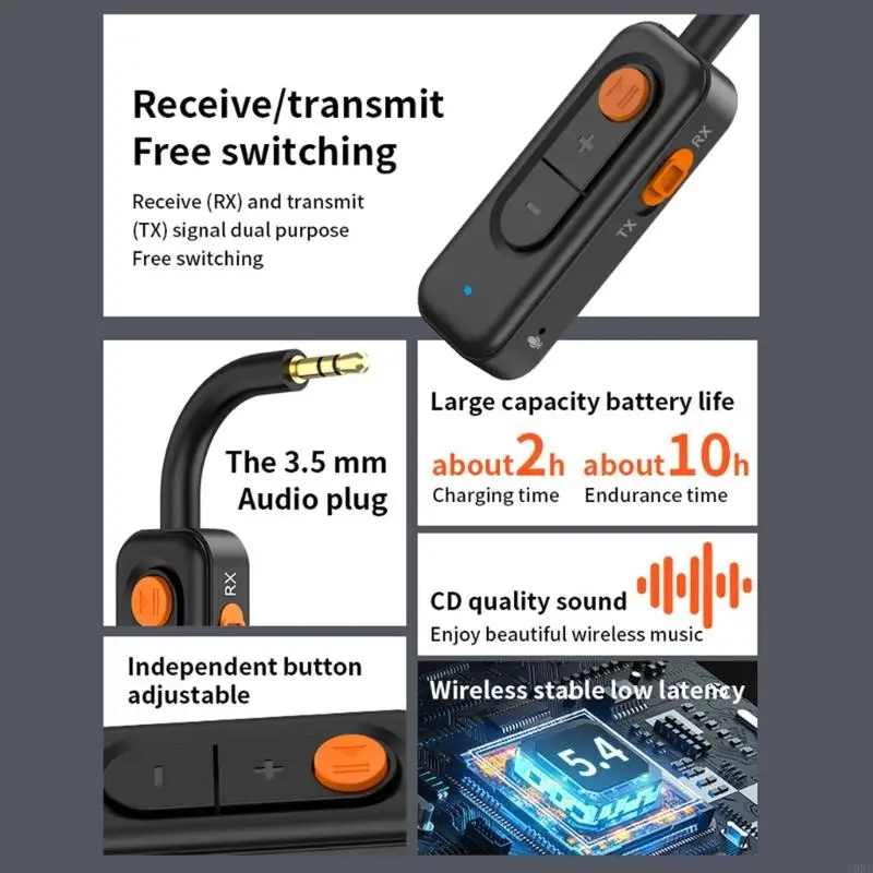 2025 جهاز إرسال ومستقبل سمعي جديد مع MIC وبلوتوث المتوافق 5.4 لسماعات السيارة التلفزيونية PC Hifi Stereo Music