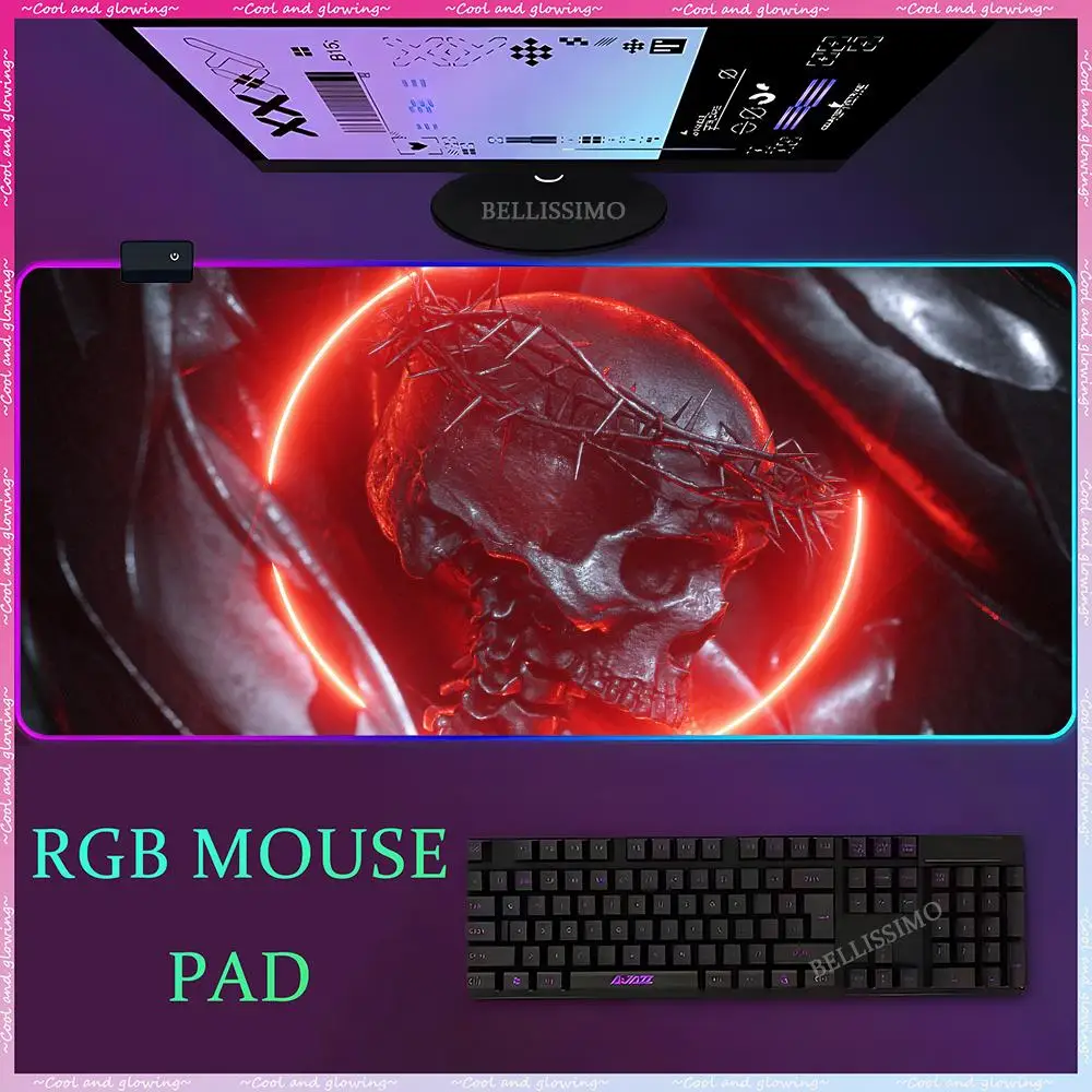 Game console mechanical desk Computer desk accessories Gaming accessories Cute keyboard pad Skeleton Mouse Pad RGB