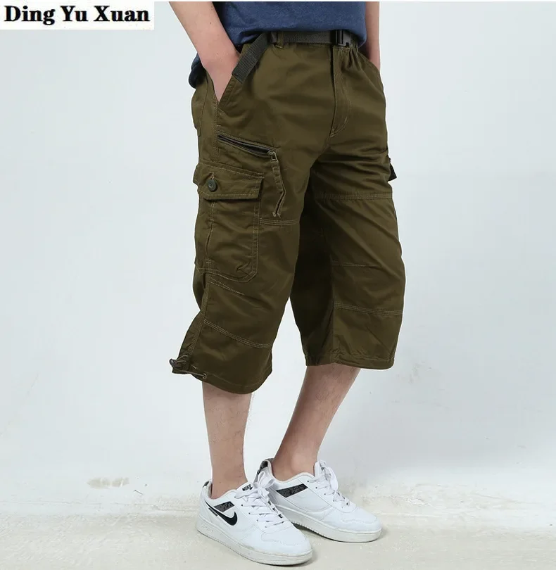 

Mens Summer Casual Cotton Shorts Military Style Men Cargo Short Pants Streetwear Shorts Multi Pockets Knee Hiphop Shorts 4XL 5XL