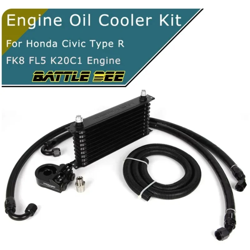 

Engine Oil Cooler Kit For Honda Civic type-R FK8 FL5 K20C1 Engine AN10 Oil Filter Sandwich Plate Thermostat Adapter BB-OCK-144