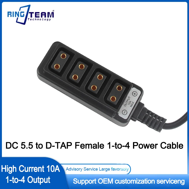 1-to-4 D-TAP Splitter Cable 60cm 11-16.8V DC5.5mm Male to 4 D-TAP Female Adapter for Camera Equipment Power Distribution