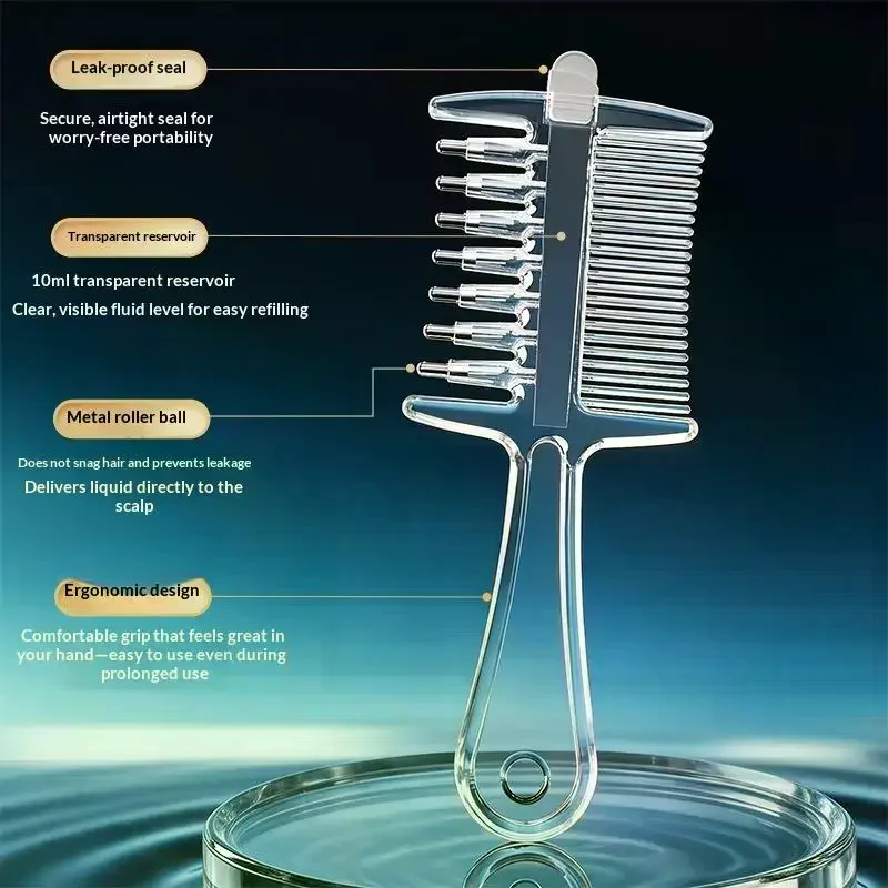 2 In 1 Scalp Applicator Comb With 7 Rolling Massage Tips Hair Growth Serum Oil Applicator Even Liquid Dual Sided Massage Comb
