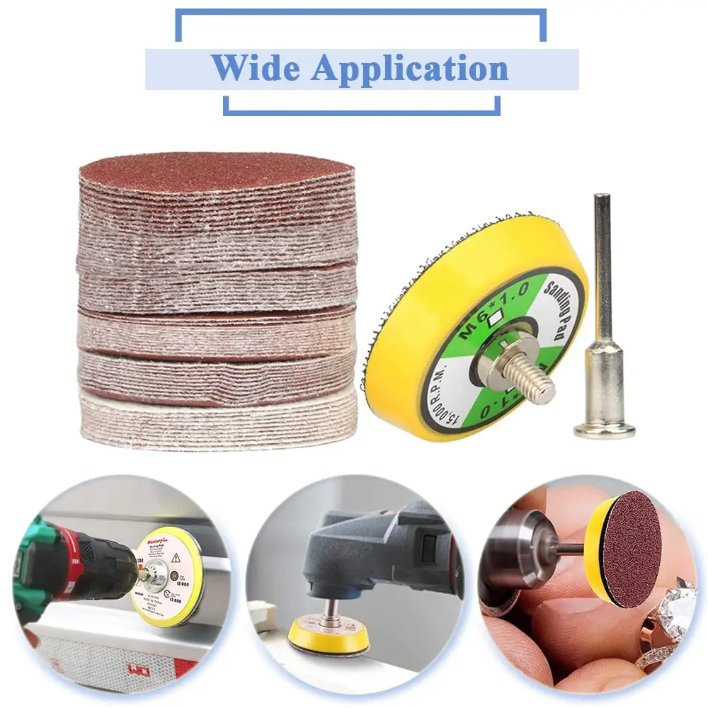 2Inch Red Sanding Disc 51/61/101Pcs Hook and Loop 60-2000Grit with 3mm Shank Sanding Backing Pad for Dremel Rotary Tool Grinder