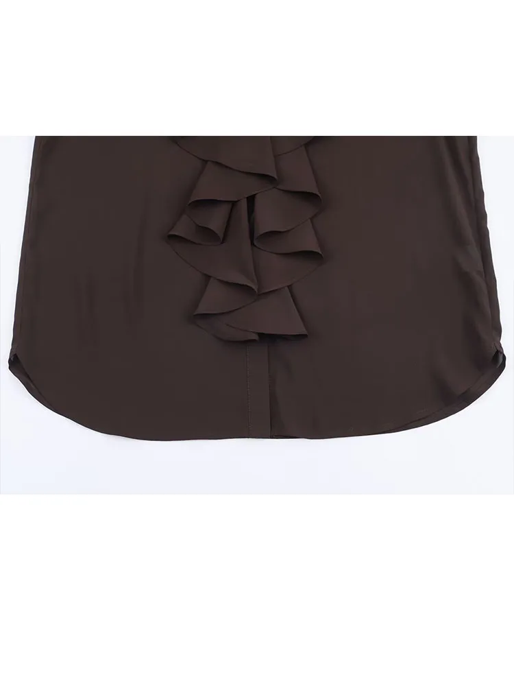 HH Moda Feminina Pendulares Versáteis Gola Plissado Camisa de Manga Longa Tops Feminino Elegante Sólido Simples High Street Camisa Casual