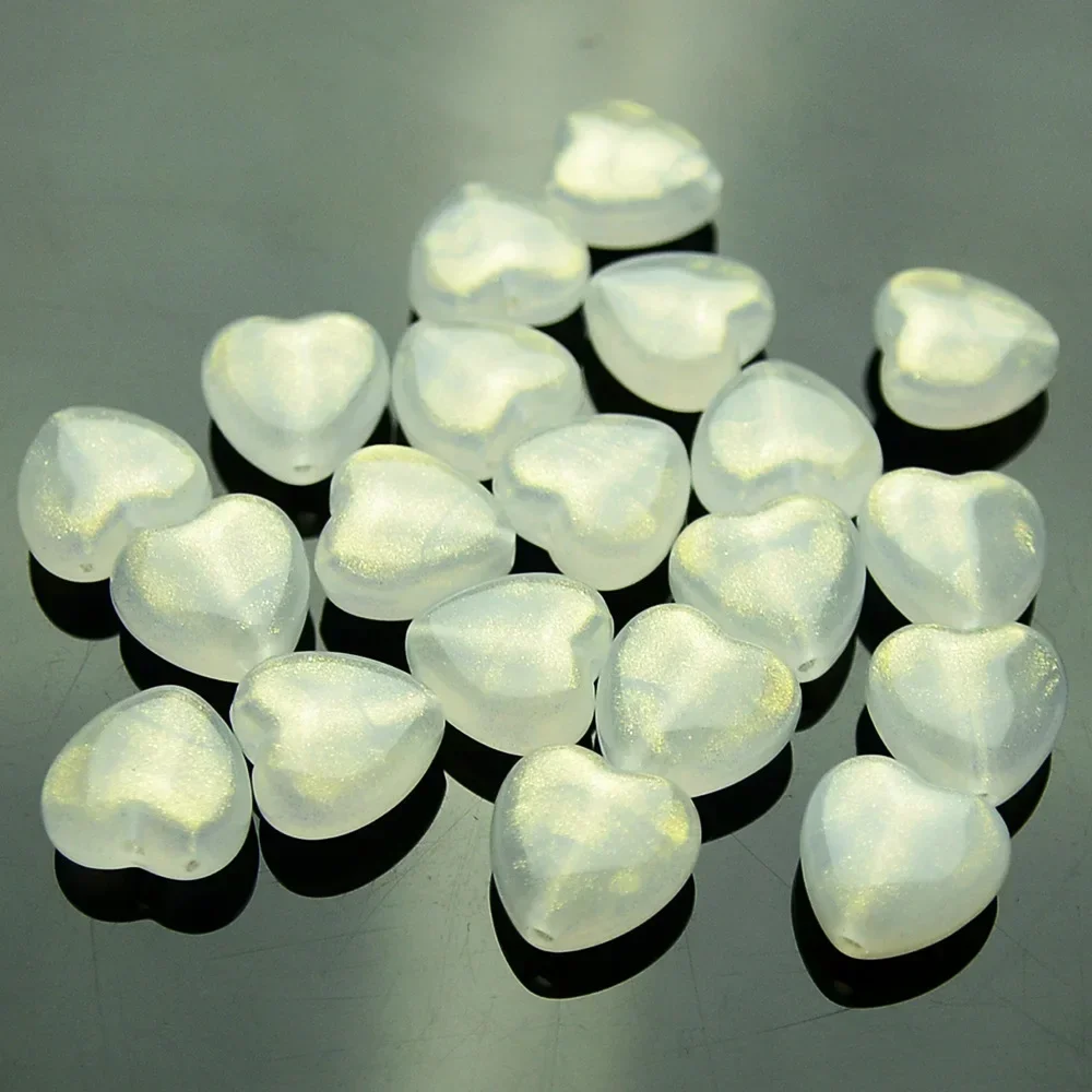 30 Pieces  14 * 14mm  White  Emitting Golden Light  Acrylic Beads  DIY Charm Manufacturing Jewelry and Clothing Accessories