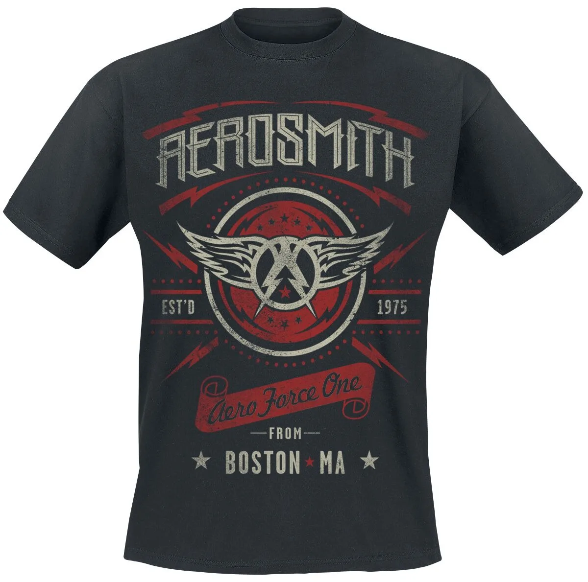 Aerosmith Aero Force One Badge Unisex Cotton T-shirt Vintage Print Rock Casual Tee
