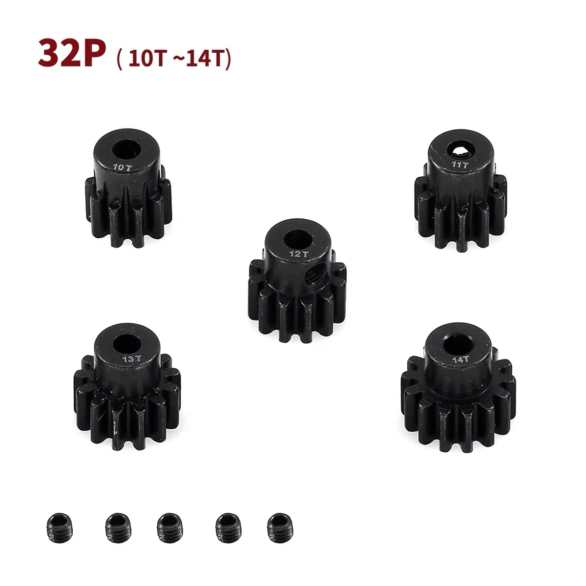 

10-24T Motor Gear 0.8M 32P 3.175mm Hole 45# Hardened Steel Gears For 1/10 RC Car Parts