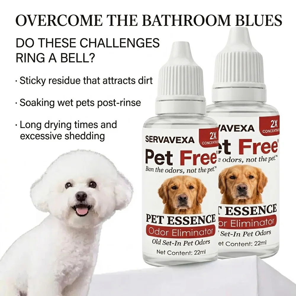 Rinse-Free Pet Deodorizer Drops & Silicone Massage Brush Cat Dog Dry Bath Grooming Tool Soft Bristles Odor Control Spa Set